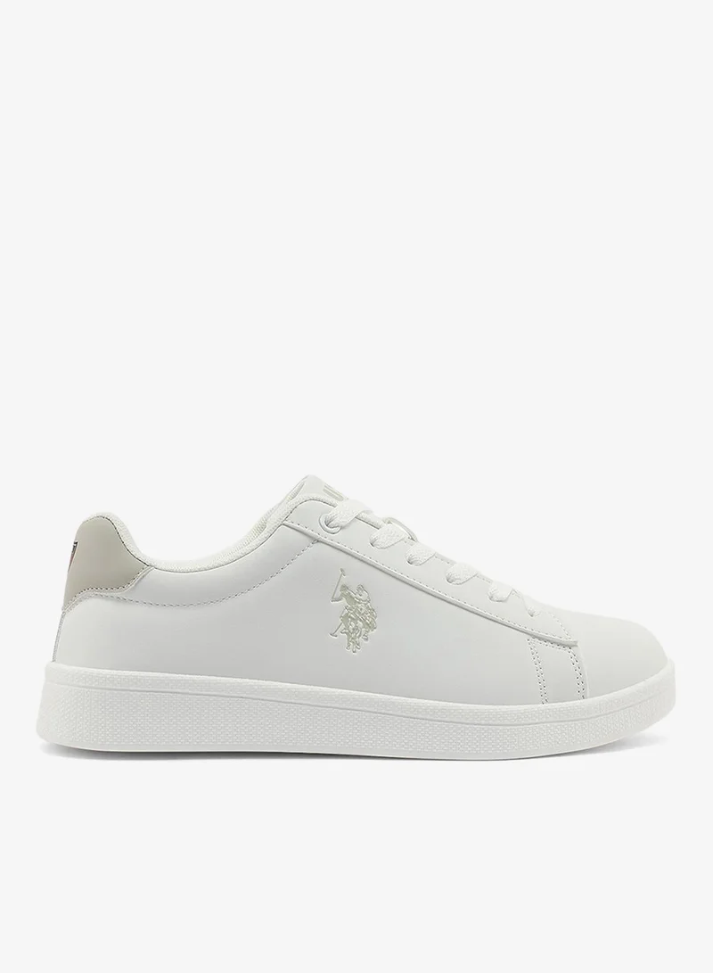 Women's White Low-Top Sneakers - Classic Style Detail for Elegant Everyday Wear